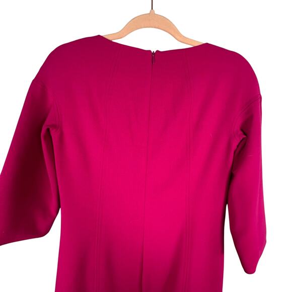 Trina Turk Corrin Double Weave Dress fuchsia shift dress quarter length sleeves - Picture 7 of 10